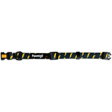 Pawmigo black dog collar with yellow lightning bolts and black buckle