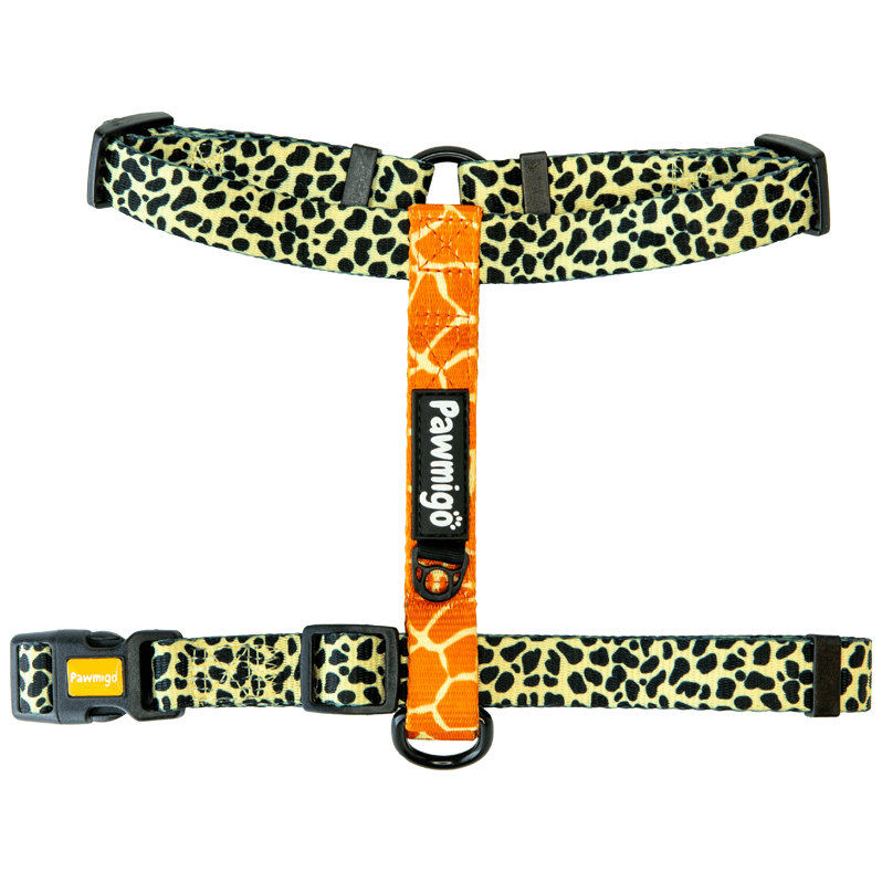 Cheetah and giraffe print adjustable dog strap harness