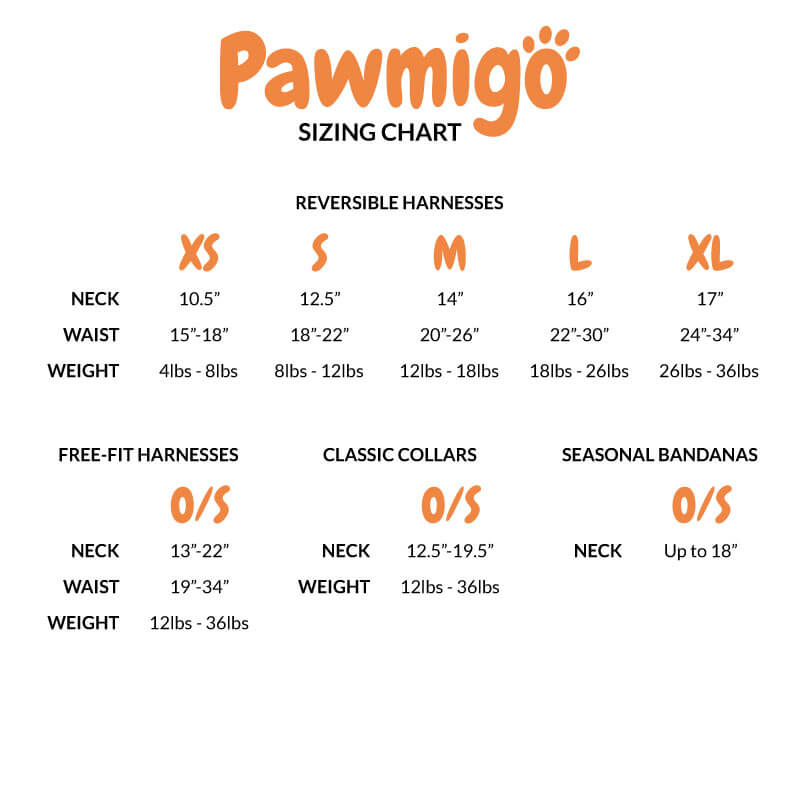 Sizing Chart for Pawmigo